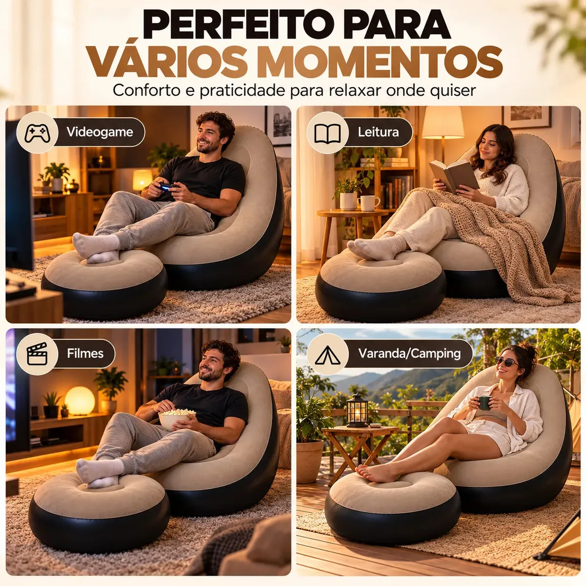 Poltrona Sofá Inflável com puff - foto 9